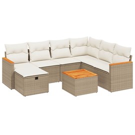 Maison exclusive - salon de jardin avec coussins 8 pcs beige résine tressée