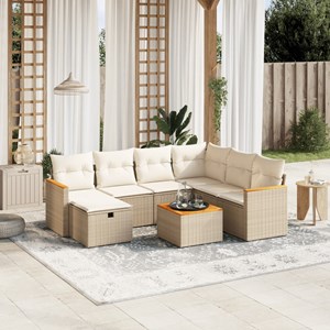 Maison exclusive - salon de jardin avec coussins 8 pcs beige résine tressée