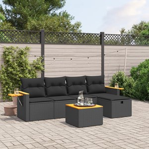 Maison exclusive - salon de jardin 6 pcs avec coussins noir résine tressée