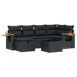 Maison exclusive - salon de jardin 7 pcs avec coussins noir résine tressée