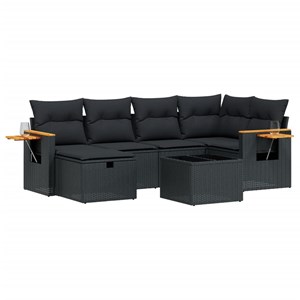 Maison exclusive - salon de jardin 7 pcs avec coussins noir résine tressée