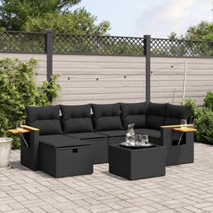 Maison exclusive - salon de jardin 7 pcs avec coussins noir résine tressée