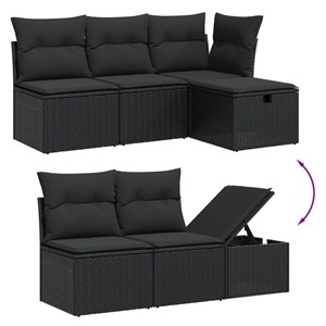 Maison exclusive - salon de jardin 7 pcs avec coussins noir résine tressée