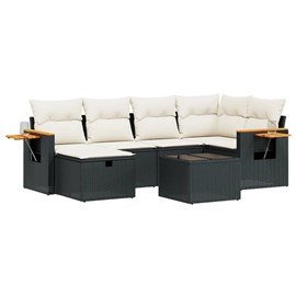 Maison exclusive - salon de jardin 7 pcs avec coussins noir résine tressée