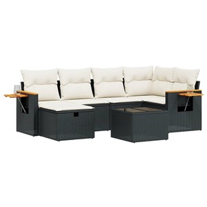 Maison exclusive - salon de jardin 7 pcs avec coussins noir résine tressée
