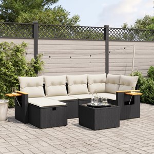 Maison exclusive - salon de jardin 7 pcs avec coussins noir résine tressée