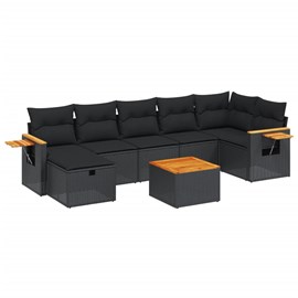 Maison exclusive - salon de jardin 8 pcs avec coussins noir résine tressée