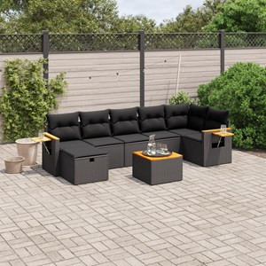 Maison exclusive - salon de jardin 8 pcs avec coussins noir résine tressée
