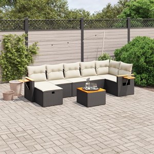 Maison exclusive - salon de jardin 8 pcs avec coussins noir résine tressée