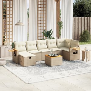 Maison exclusive - salon de jardin avec coussins 8 pcs beige résine tressée