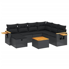 Maison exclusive - salon de jardin 8 pcs avec coussins noir résine tressée