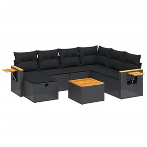 Maison exclusive - salon de jardin 8 pcs avec coussins noir résine tressée