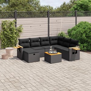 Maison exclusive - salon de jardin 8 pcs avec coussins noir résine tressée