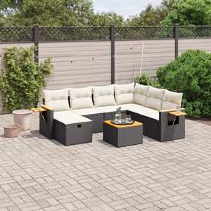Maison exclusive - salon de jardin 8 pcs avec coussins noir résine tressée