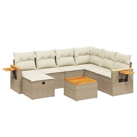 Maison exclusive - salon de jardin avec coussins 8 pcs beige résine tressée