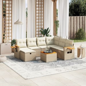 Maison exclusive - salon de jardin avec coussins 8 pcs beige résine tressée