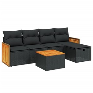 Maison exclusive - salon de jardin 6 pcs avec coussins noir résine tressée