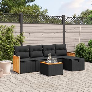 Maison exclusive - salon de jardin 6 pcs avec coussins noir résine tressée