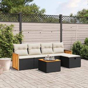 Maison exclusive - salon de jardin 6 pcs avec coussins noir résine tressée