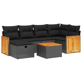 Maison exclusive - salon de jardin 7 pcs avec coussins noir résine tressée