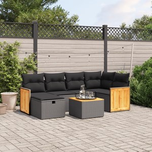 Maison exclusive - salon de jardin 7 pcs avec coussins noir résine tressée