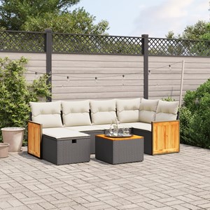 Maison exclusive - salon de jardin 7 pcs avec coussins noir résine tressée