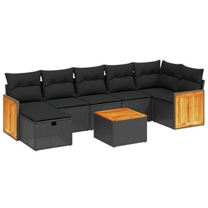 Maison exclusive - salon de jardin 8 pcs avec coussins noir résine tressée