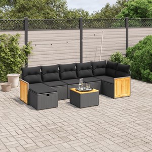 Maison exclusive - salon de jardin 8 pcs avec coussins noir résine tressée