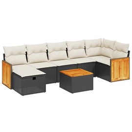 Maison exclusive - salon de jardin 8 pcs avec coussins noir résine tressée