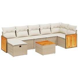 Maison exclusive - salon de jardin avec coussins 8 pcs beige résine tressée