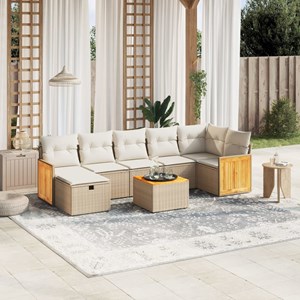 Maison exclusive - salon de jardin avec coussins 8 pcs beige résine tressée