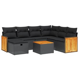 Maison exclusive - salon de jardin 8 pcs avec coussins noir résine tressée