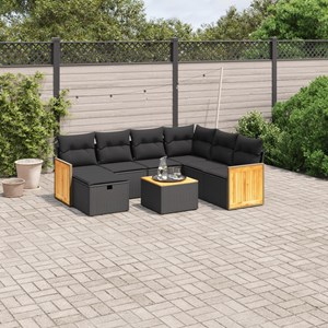 Maison exclusive - salon de jardin 8 pcs avec coussins noir résine tressée