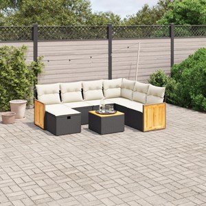 Maison exclusive - salon de jardin 8 pcs avec coussins noir résine tressée