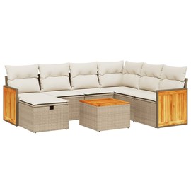 Maison exclusive - salon de jardin avec coussins 8 pcs beige résine tressée