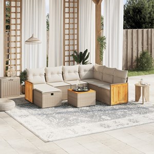 Maison exclusive - salon de jardin avec coussins 8 pcs beige résine tressée