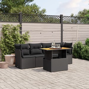 Maison exclusive - salon de jardin 5 pcs avec coussins noir résine tressée
