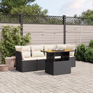 Maison exclusive - salon de jardin 5 pcs avec coussins noir résine tressée