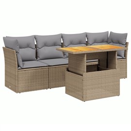 Maison exclusive - salon de jardin avec coussins 5 pcs beige résine tressée