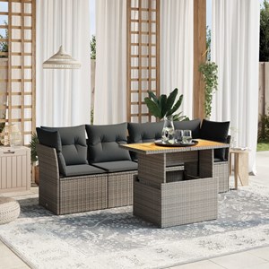 Maison exclusive - salon de jardin 5 pcs avec coussins gris résine tressée