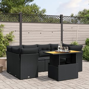 Maison exclusive - salon de jardin 7 pcs avec coussins noir résine tressée