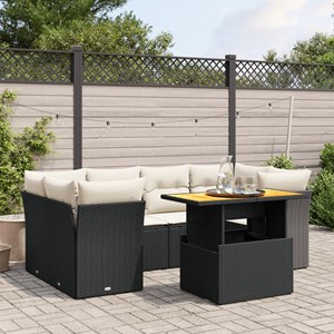 Maison exclusive - salon de jardin 7 pcs avec coussins noir résine tressée