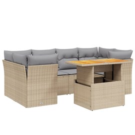 Maison exclusive - salon de jardin avec coussins 7 pcs beige résine tressée