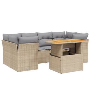 Maison exclusive - salon de jardin avec coussins 7 pcs beige résine tressée