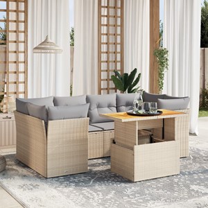 Maison exclusive - salon de jardin avec coussins 7 pcs beige résine tressée