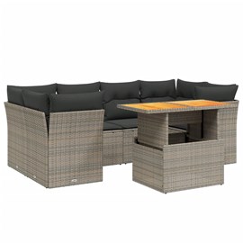 Maison exclusive - salon de jardin avec coussins 7 pcs gris résine tressée