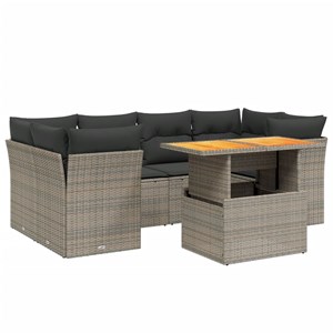 Maison exclusive - salon de jardin avec coussins 7 pcs gris résine tressée