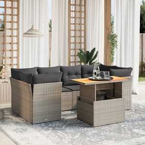 Maison exclusive - salon de jardin avec coussins 7 pcs gris résine tressée
