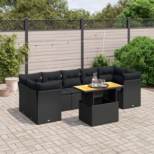 Maison exclusive - salon de jardin 8 pcs avec coussins noir résine tressée