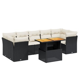 Maison exclusive - salon de jardin 8 pcs avec coussins noir résine tressée